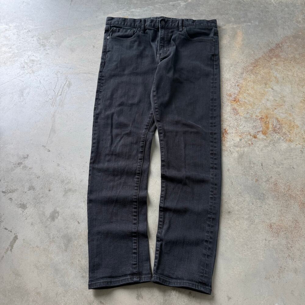 Uniqlo Slim Straight Stretch Black Selvedge Denim Jeans Size 34x30 Classic